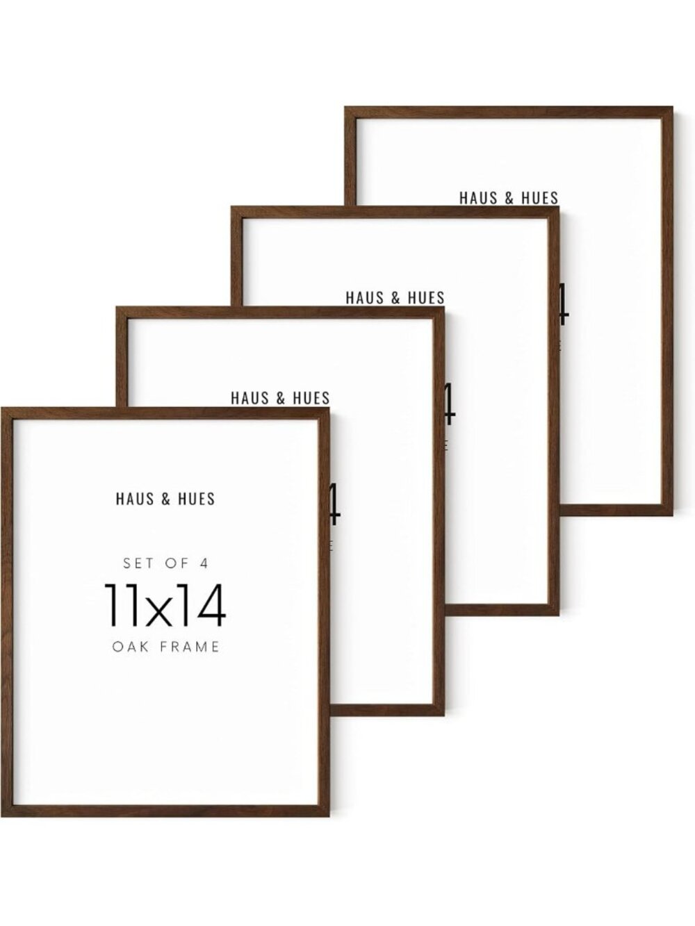 Rustic 11x14 Walnut Oak Frame Set of 4 - Wooden Poster Holders for Gallery Wall